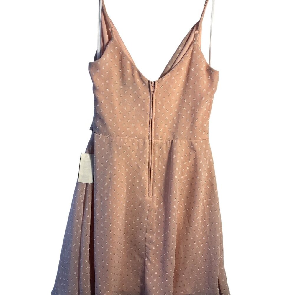 Blush - Rose Polka Dot Wrap Dress With Spaghetti Straps & Back Zipper - Picture 5 of 14